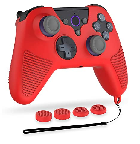 Geekria Silicone Grip Cover Compatible with Luna Wireless Controller, Anti-Slip and Shock-Absorbing Design for Better Gaming Control (Red)