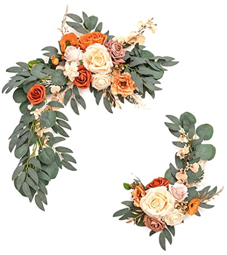 SunaOmni Lot de 2 guirlandes de roses artificielles, arche de mariage, arche de mariage, kit de fleurs pour bricolage, cérémonie de mariage, arrangements, fête, panneau de bienvenue et arrière-plan de