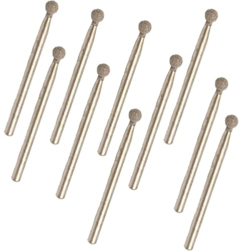 Diamant-Kugelfräser-Set, 3 x 3 mm, Diamant-Kugelkopf-Bohrer für Schmuck, Glas, Keramik, 10 Stück