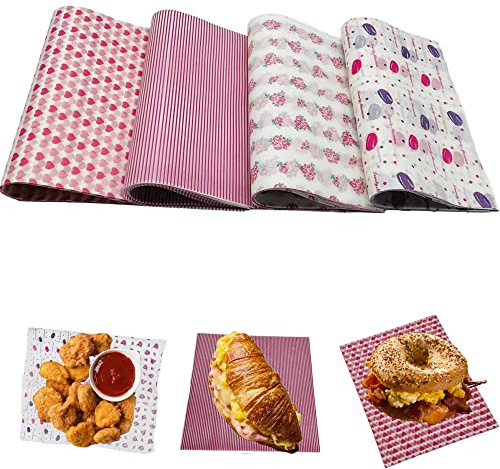 200 Pieces Wax Paper Deli Paper Sheets Sandwich Wrap Parchment Paper Picnic Paper Sheets for Food Basket Liner, Party,Kitchen,Restaurant(9.8inx8.5in)