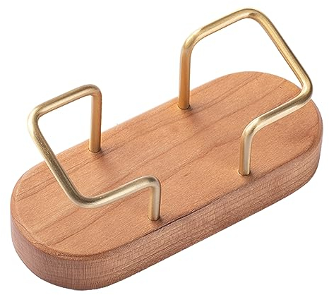 muso wood Visitenkartenhalter Holz Visitenkartenständer aus Kirschholz und Messing, Visitenkarten Aufbewahrung für Büro, Laden, Messestand, Schreibtisch