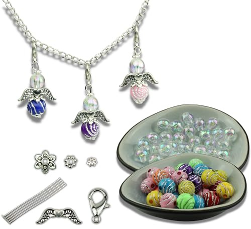 Chiaras's Engelshop 30x Bastelset Schutzengel Engel Anhänger Charms Bunt Glücksbringer Perlenengel