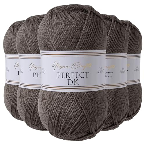 Utopia Crafts DK dubbelstickningsgarn, 5 x 100 g (stålgrå)