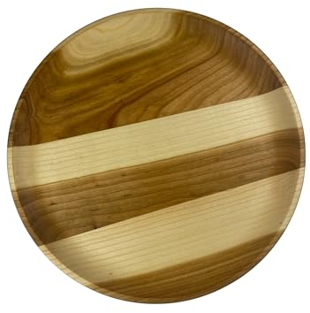 EFO Piatto rotondo in legno di ciliegio, vassoio da portata rotondo, ideale come portacandele, vassoio per snack, tagliere per formaggi o ciotola per frutta, dimensioni 30 cm