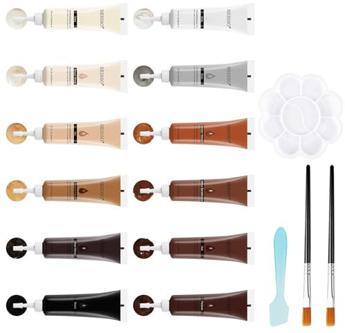 SEISSO Kit de réparation de meubles en bois, 12 couleurs, mastic pour bois, pour réparer les fissures, les rayures et les décolorations, kit de réparation de mastic pour bois
