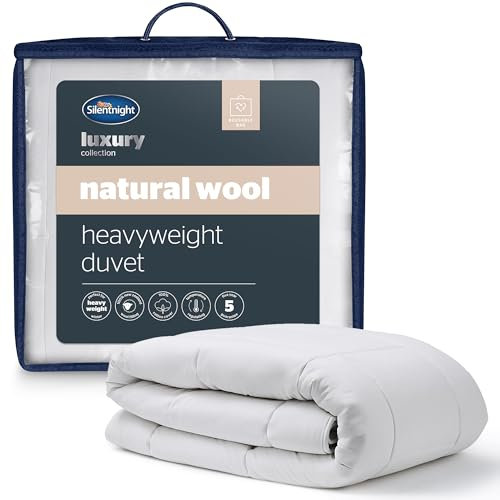 Silentnight Natural Wool Heavyweight Double Duvet - Luxury Temperature Regulating Heavyweight Autumn Winter Duvet Quilt with Breathable Cotton Cover - Double