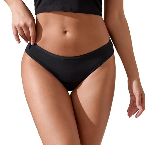 SHARICCA Slip Bikini per Il Ciclo per Donne, Costumi da Bagno per Il Ciclo, Slip Bikini Neri, Costumi da Bagno Mestruali a Prova di Perdite, Biancheria Intima per Il Ciclo（Nero-9402-L）