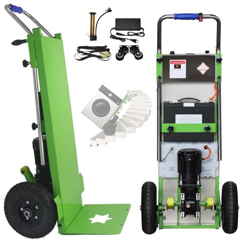 Qiang Carrello Saliscale Elettrico,Carrello a Mano Salva-Lavoro su E Giù per Le Scale con Carico 400kg,Regolazione velocità con Batteria Rimovibile 48V/20Ah,Braccio Supporto a Forma S Carrello