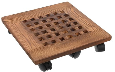 ANDRESLAD 1pieza Base De Maceta Movible De Madera con Ruedas Soporte para Plantas Bandeja con Rodillos Diseño Práctico y Resistente para Jardines y Hogar