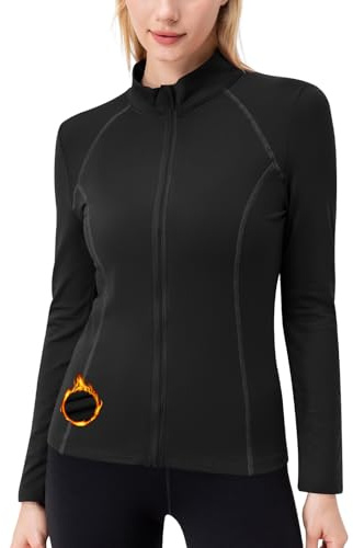 Sillictor Ski Base Layer Women Fleece Zip Up Thermal Tops Womens Long Sleeve Gym Top Women Running Jacket Warm Ladies Sports Underlayr Shirt for Hiking Cycling Riding, Soft Quik Dry F003 Black M