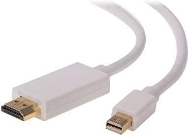 Mini DisplayPort to HDMI Cable 1.8 M - UHD 4K@120Hz,4K@30 Gold-Plated Unidirectional HDMI Lead to Display Port Twisted Pair Cables Audio/Videos Compatible for Monitors/Projector/HDTV (1, White, 1.8m)