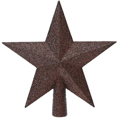 Kaemingk Christbaumspitze Kunststoff 19cm Stern mit Glitzer Weihnachtsbaumspitze - Christbaumschmuck & Weihnachtsbaumschmuck - Schwarze Trüffel