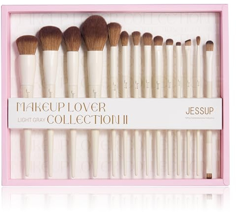 Jessup 14st Sminkborstar i Presentförpackning Premium Sminkborstar för Foundation, Puder, Rouge,Kontur, ögonskugga Liner Borste Presentset för Kvinnor,T329-G