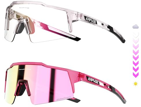 KAPVOE POcchiali da ciclismo fotocromatici occhiali da sole sportivi UV400 Protezione TR90 Sportivi Occhiali Da Sole Donna Uomo Corsa MTB Bicicletta Bici Guida Pesca Running Bicicletta Trekking 61