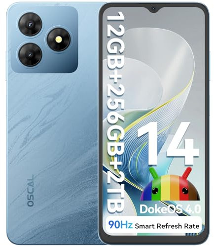 OSCAL Smartphone 2025 Android 15 Gemini AI, 12GB RAM+256GB ROM/2TB-TF Smartphone Offerta Octa Core, 6.56 HD+ 90Hz, 5000mAh Telefono Cellulare, 13MP+8MP, 4G Dual SIM Fingerprint/Face ID/OTG/GPS