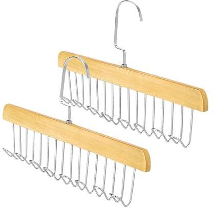 Exsbtay 2 Pezzi Portacravatte da Armadio 28cm, Organizzatore Armadio con 8 Ganci, 360° Supporto per Cintura, Gruccia Portacinture per Cinture e Cravatte