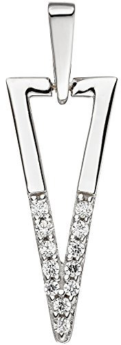 Anhänger Dreieck Pfeilspitze mit weißen Zirkonia 333 Gold Weißgold Halsschmuck