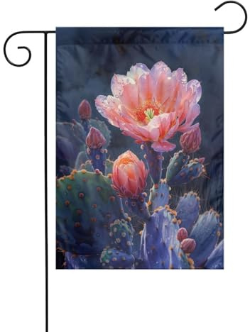 Flower De Cactus En Acuarela Bandera De Balcón Duradero Banderas De Jardín Personalizado Bandera Decorativa De Patio Decorativa Para Fiesta Navidad Balcón 30X45Cm