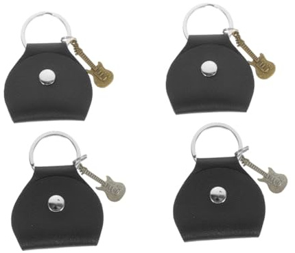 ibasenice 4stücke Teiliges Gitarren-Pick- Mit Schlüsselanhänger Praktische Aufbewahrung Für Gitarren-Picks Geeignet Für Musiker Und Sammler Und Antikbronze