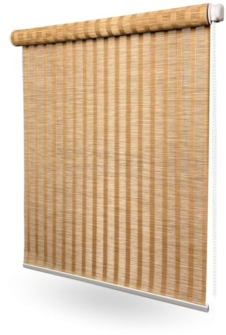 Home-Vision Bali Kollektion Klemmfix Rollo BohoRollo Aloha B55 x H130 cm | Natur Bambus Optik für Fenster & Türen – ohne Bohren