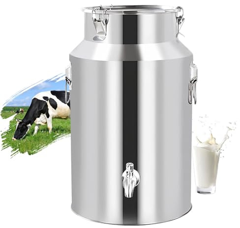 Adima Milchkännchen Milchtransportbehälter Weinkübel Eimer Flasche Milchkanne Mit Hahn, Edelstahl-Milchkanne Mit Deckel Edelstahl Eimer Milcheimer Kanne Kanister 5L/9L/14L/18L,5L