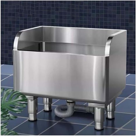 KUOYTT Évier de Sol Commercial, évier de Service en Acier Inoxydable, évier Industriel sur Pied avec crépine pour Cuisines, garages (100 x 41 x 55 cm)