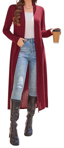 Newchoice Cardigan lungo da donna con tasche in maglia aperto davanti al pavimento cardigan maglioni leggeri a maniche lunghe spolverini