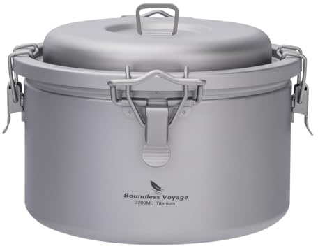 Boundless Voyage Camping Titantopf Multifunktionskoch Ultraleichter Reiskocher Rucksackreisen Küchenutensilien für Wandern, Outdoor, Reisen 3.2LTopf ti2090c