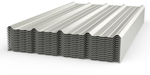 Metal Roofing Panels, 60 inch x 36 inch PPGI Metal Roof Panels, 225 Sq. Ft. Coverage, Corrugated Galvanized Roofing Panels with PE Coating, Heavy Duty Roof Replacement for Patio Carport Garden(15pcs)
