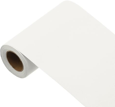 sourcing map Papier peint blanc mastic, 500,4 x 9,9 cm, papier peint autocollant en vinyle de couleur unie, décoration murale pour revêtement mural