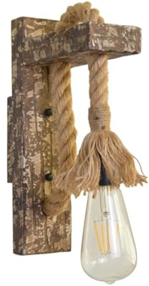 ORFOFE Wandleuchte Seil 220v Dekorative Beleuchtung für Wohnraum | Retro Stil, Holz und Seil, für Balkonflur, E27-fassung, ohne Leuchtmittel