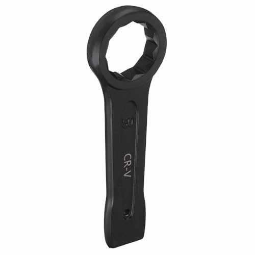 HARFINGTON Box End Striking Ring Wrench 50mm Metric CR-V Steel 12-Point Flat Strike Wrench Baking Paint Single Head Spanner Hand Tool for Mechanical Automotive Repair