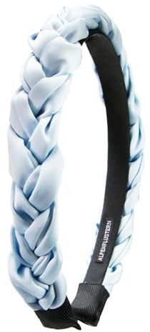 Alpenflüstern Trachten-Haarreif Satin Flechtoptik schmal - Damen Haarschmuck rutschfest, Haarband geflochten fürs Dirndl (hell-blau) ADV164