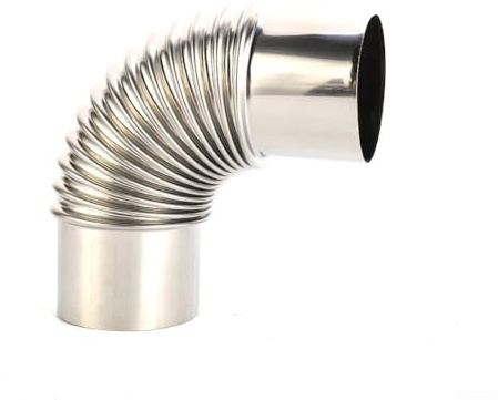Elbow Chimney Liner Bend, Stainless Steel 90 Degree Stove Elbow Pip for Multi Flue Wood Stove Pipe, Resistant High Temperature Outdoor Indoor Use(80mm)