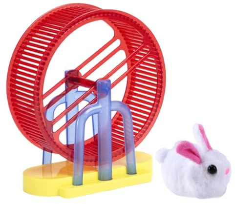 Liakyunf Pet Toys for Kids - Electronic Hamster Toy - Fake Plush Hamster Model with Stand Interactive Exercise Wheel for Child Cat Indoor Play Desk Home