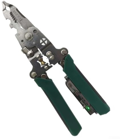Alicates plegables para pelar y engarzar, cortador de cables de metal multifuncional con polea de bobinado, herramienta manual divisora de alambre para electricista, color verde