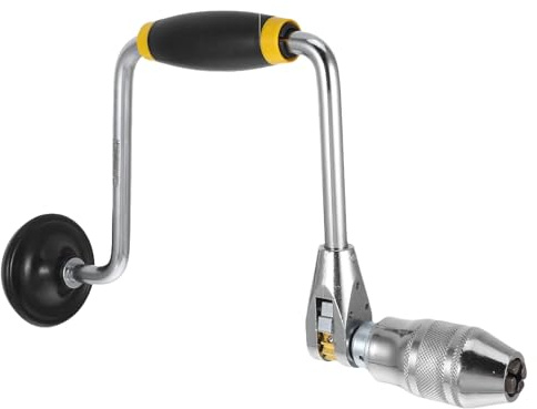 KOMBIUDA Taladro Manual de Mano de Acero con Manivela Ergonómica Herramienta Portátil para Carpintería y Bricolaje Punzón Metálico para Taladrar Madera Compacto y Fácil de Usar
