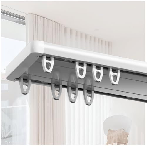 NOIRDA 70–600 cm Lange Deckenvorhangschiene, Gardinenschiene Aus Aluminium Gardinenleisten Für Sichtschutz, Schlafzimmer Vorhänge, Raumteiler(110cm/3.6ft)