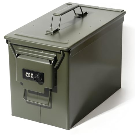 GREELUE Munitionskiste mit Zahlenschloss, US Ammo Box, Patronenbox, Aufbewahrungsbox für Lithiumbatterien, Munition (Zahlenschloss-30cm)