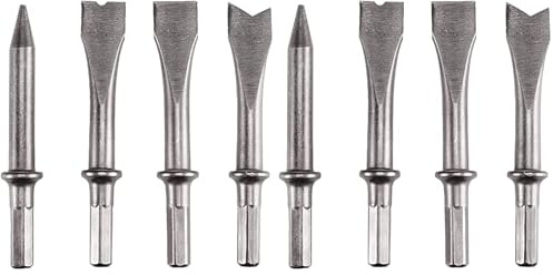 Einhell Set de 4 Burins pour marteau burineur pneumatique (Burin plat, Burin pointu, Burin à rivets, Burin de séparation) (Lot de 2)