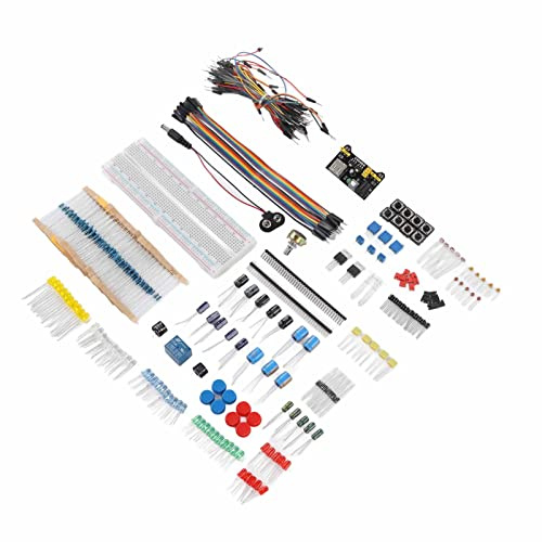 Aramox Kit de Composants électroniques de Démarrage, Matériel PCB, adapté aux Débutants avec Planche à Pain, Résistances, Condensateurs pour Les Projets de Carte de Développement R3