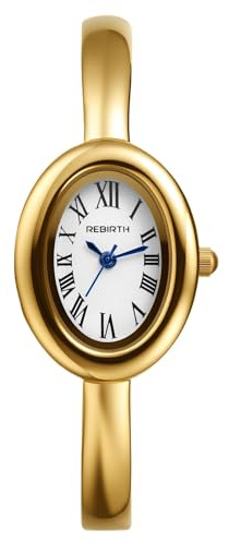 Lancardo Armbanduhren Damen Ovale Golduhren: 3ATM Wasserdicht Analog Quarz Damenuhren mit Römischen Ziffern Armreif Armband Uhren Geschenke für Frauen Gold