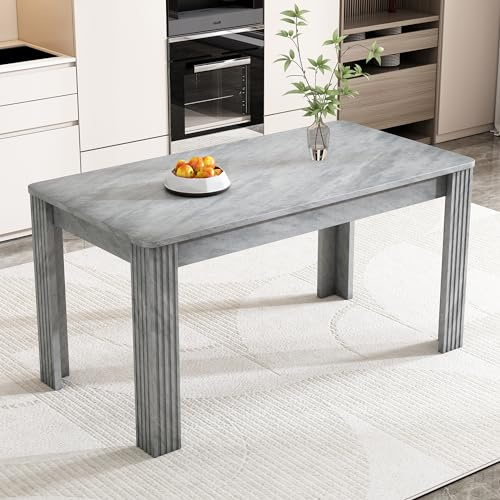 ModernLuxe MDF Wooden Dining Table, 4 Seater Rectangle Kitchen Table, 4 Sturdy and Thick Table Legs, Simple and Elegant Design, Dining Room Furniture Unit for Home & Café, Grey, 116x65x75cm