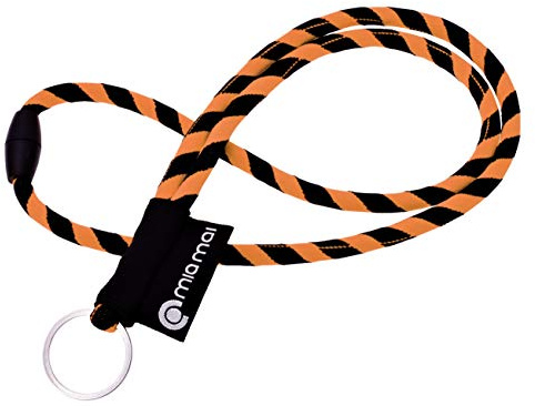mia mai Schlüsselband mit Sicherheitsverschluss in Neon (Blau/Schwarz), Lanyard, Schlüsselbänder bunt, Schlüsselanhänger Band, Schlüsselband Lang, Umhängeband Schlüssel, Lanyards, Schlüssel Band
