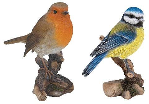 Vivid Arts Dekofigur, britische Vögel, Rotkehlchen und Blaumeise