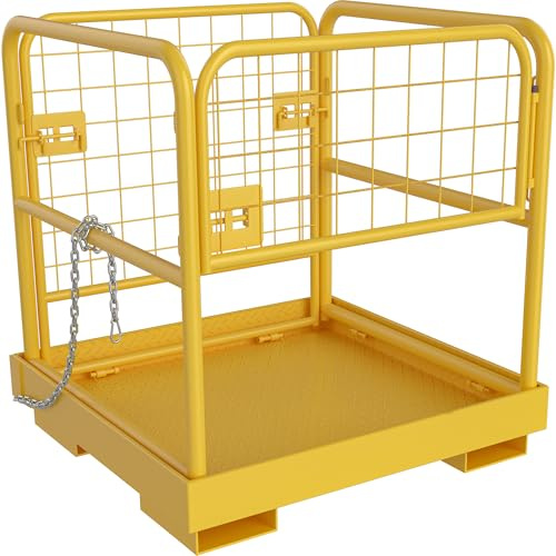 YINTATECH Forklift Cage 36x36 inches Work Platform Safety Cage Collapsible Heavy Duty Steel Construction Lift Basket Aerial Rails 1150lbs Capacity