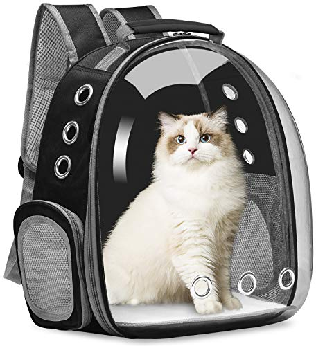 Cat Carrier Backpack, Pet Carrier Backpack Front Pack for Small Medium Cat Puppy Dog Carrier Backpack Bag Space Capsule, Pet Carrier for Travel Hiking Walking Camping (Black)