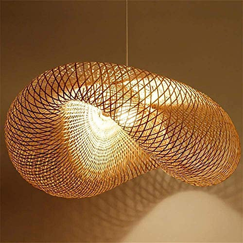 E27 Luci A Sospensione Regolabili in Altezza Lampada A Sospensione Vintage Fatta A Mano in Bambù Naturale Nostalgico Ristorante Camera Da Letto Soggiorno Lampadario Sala Da Pranzo Cafe Bar,40cm