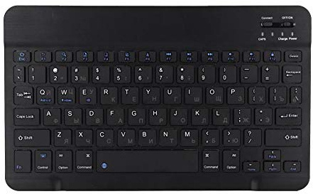 Russisches Englisch 10,1 Tastatur, dünne und extrem breite 80-Tasten-Bluetooth-Tastatur aus Aluminiumlegierung, leichte wasserdichte, staubdichte, energiesparende Tastatur für