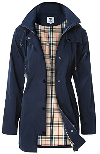 SaphiRose PONCHO Chaqueta de Lluvia Largo para Mujer Encapuchado Chubasquero Impermeable Al Aire Libre Azul XL